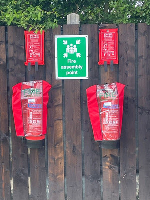 Fire safety point at Stag Park Caravan Site